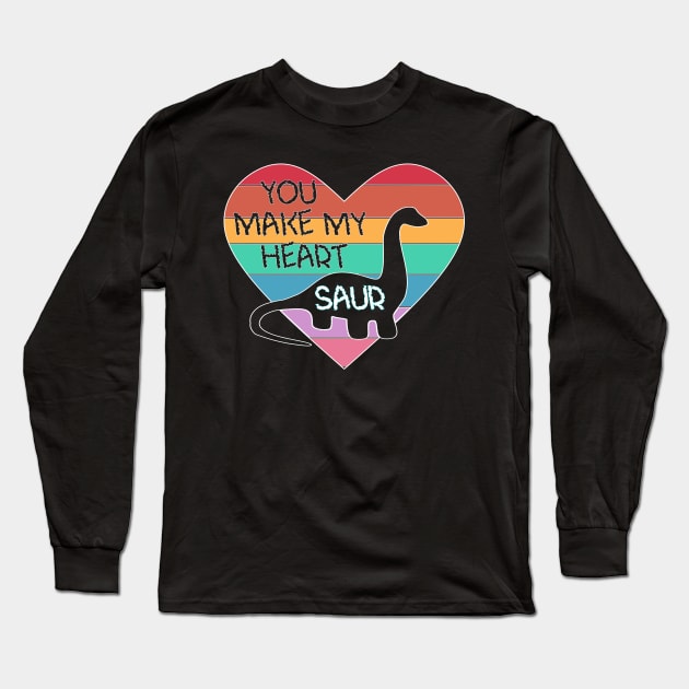 You Make my Heart Saur Dinosaur Valentine Long Sleeve T-Shirt by Timeforplay